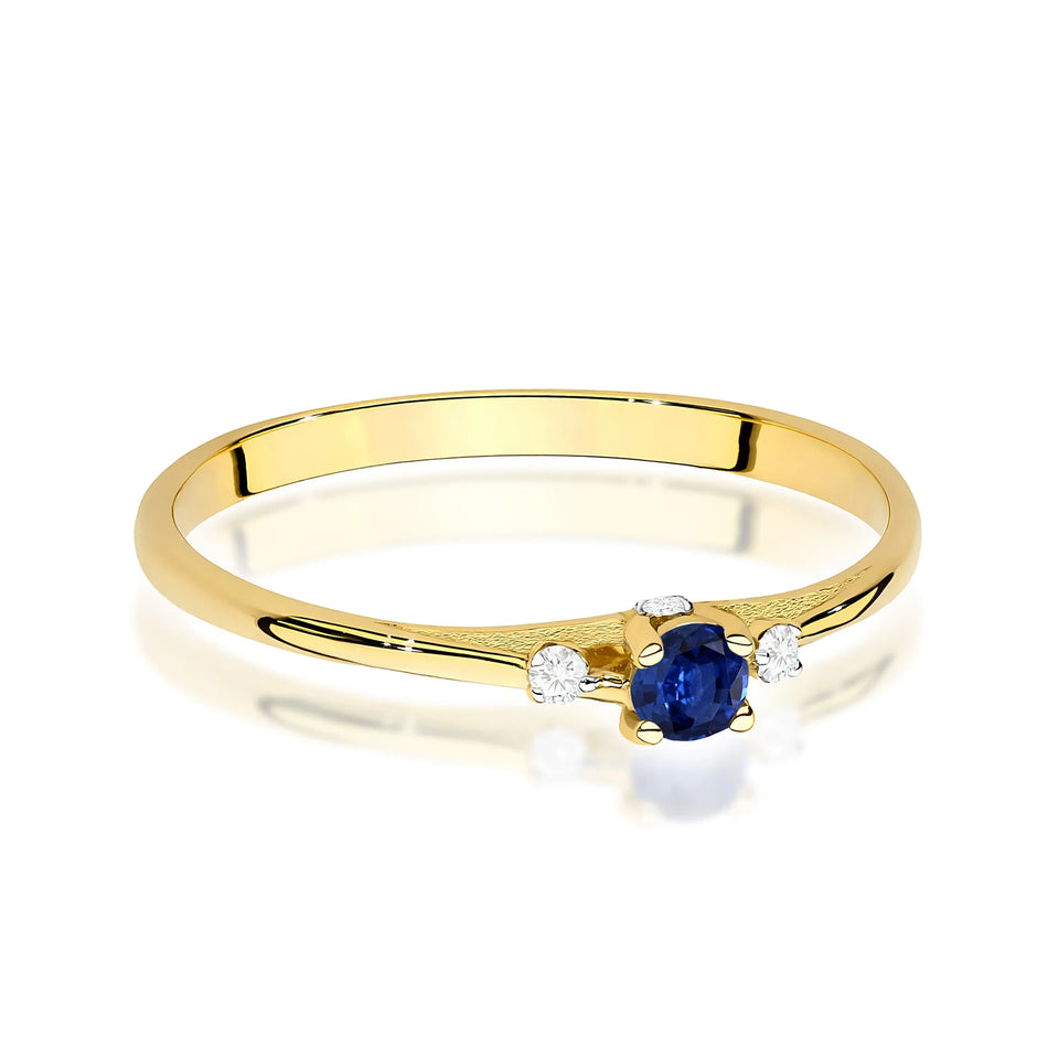 Gold Ring with 0.15ct Sapphire and 0.046ct Diamonds