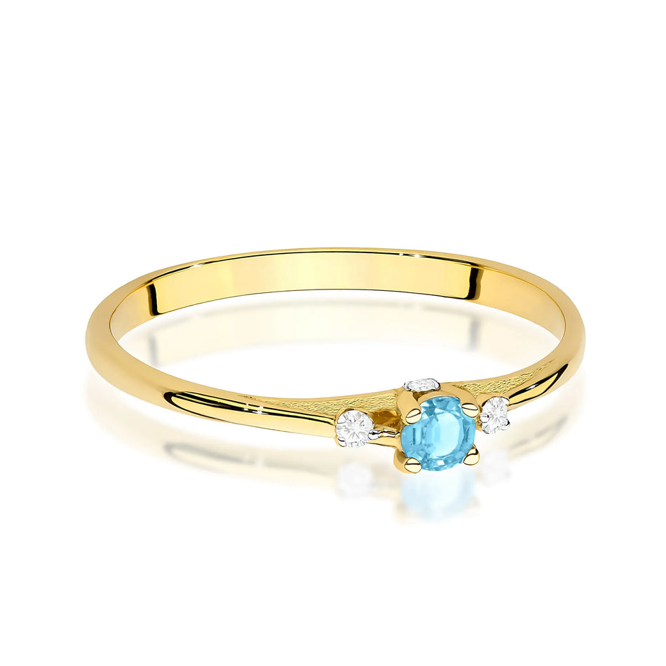 Gold Ring with 0.15ct Topaz and 0.046ct Diamonds
