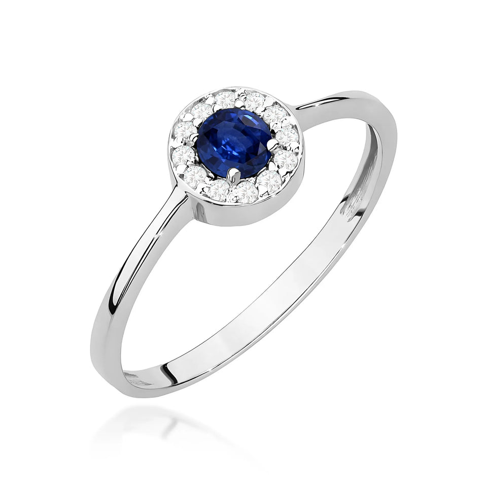 Gold Ring with 0.30ct Sapphire and 0.103ct Diamonds