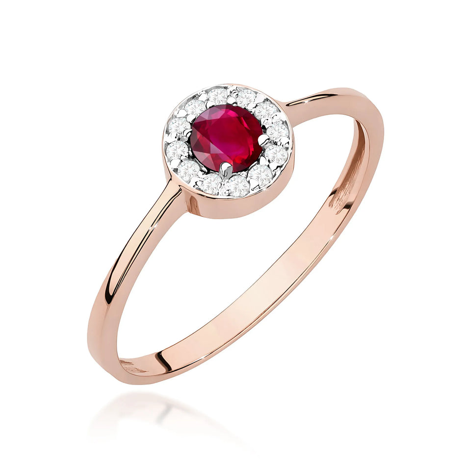 Ring mit Rubin 0.3ct und Diamanten 0.103ct | 14K (585) Gold