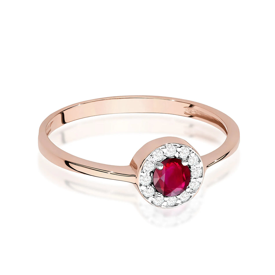 Ring mit Rubin 0.3ct und Diamanten 0.103ct | 14K (585) Gold