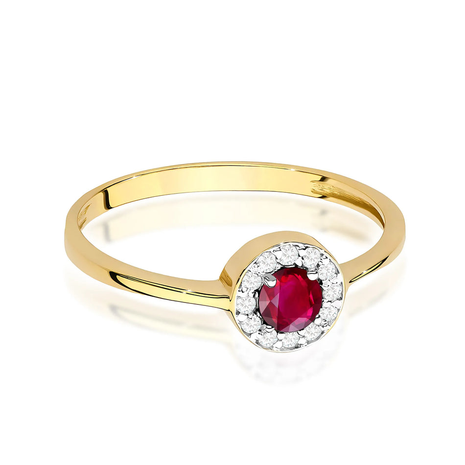 Gold Ring with 0.30ct Ruby and 0.103ct Diamonds