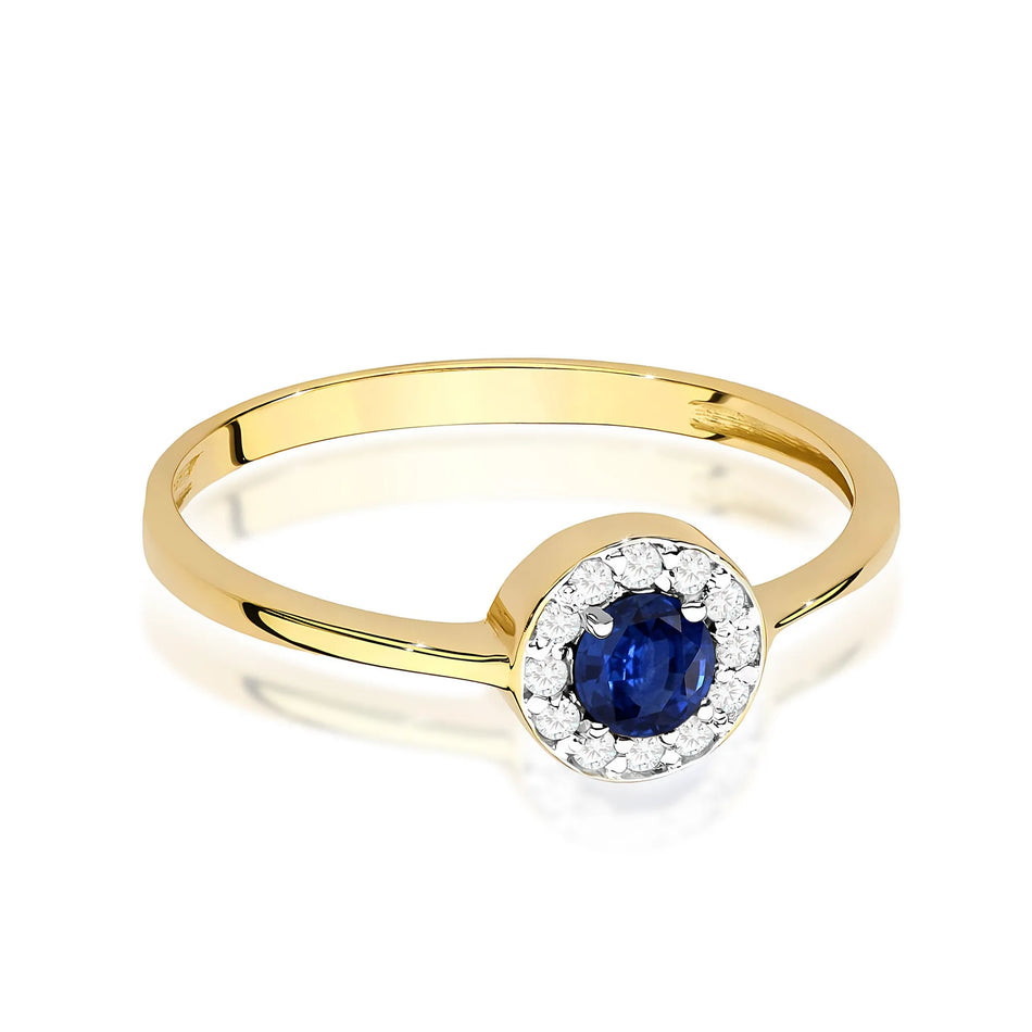Goldring mit 0,30 ct Saphir und 0,103 ct Diamanten