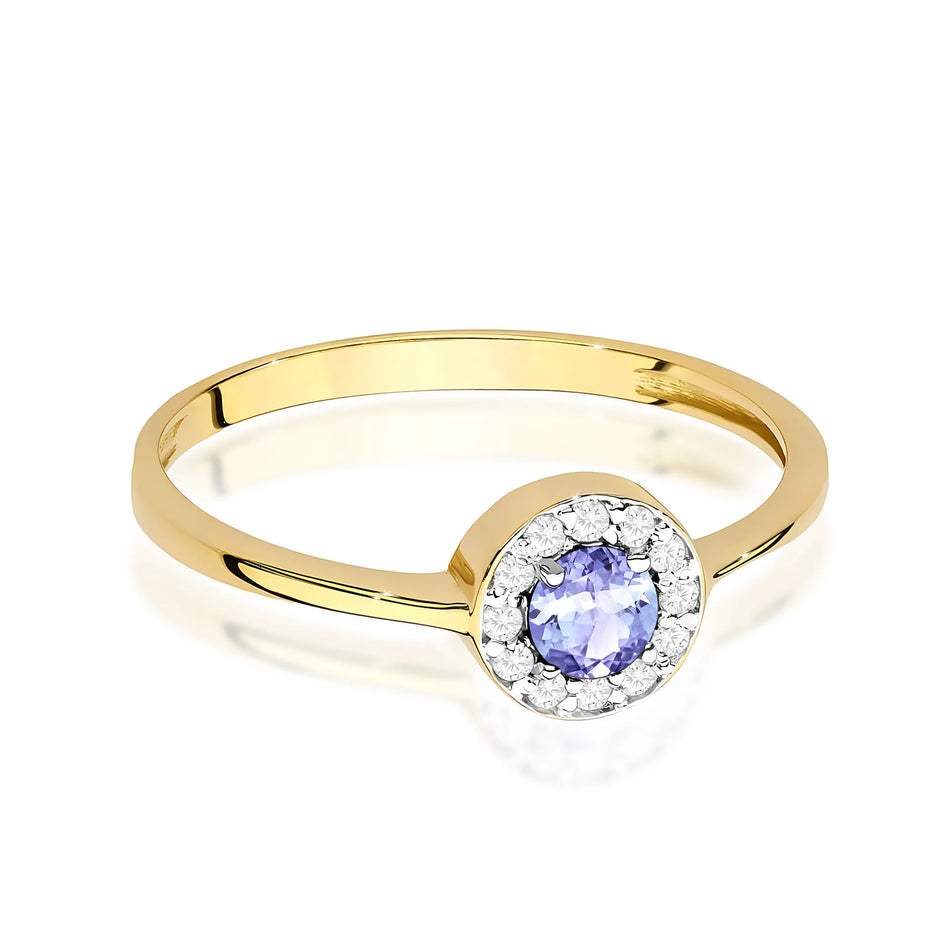 Goldring mit 0,35 ct Tansanit und 0,103 ct Diamanten