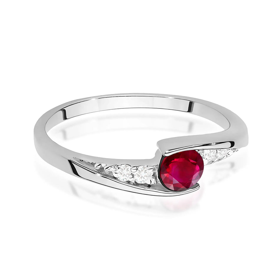 Goldring mit 0,30 ct Rubin und 0,058 ct Diamanten