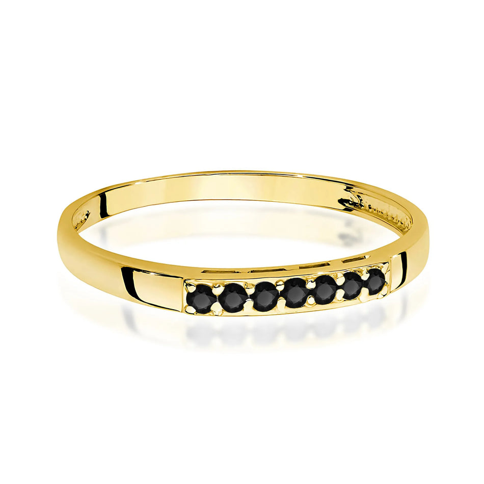 Gold Ring with and 0.102ct Black diamonds