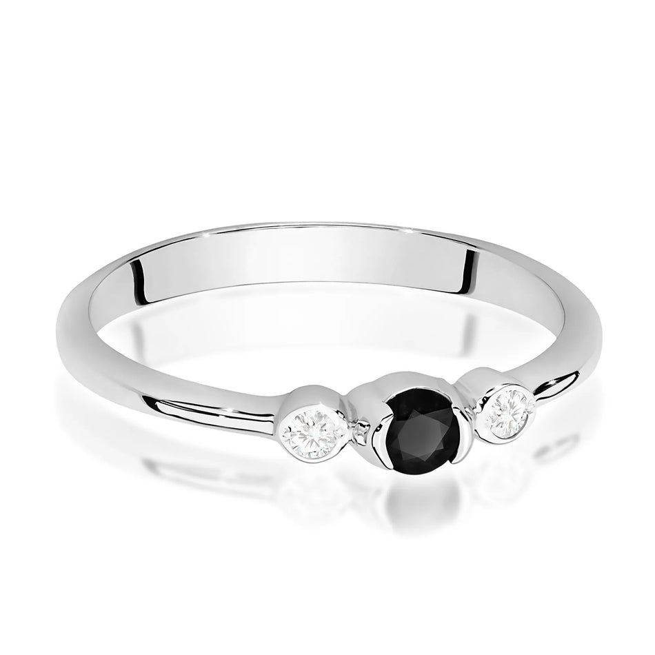 Goldring mit 0,12 ct schwarzem Diamant und 0,06 ct Diamanten