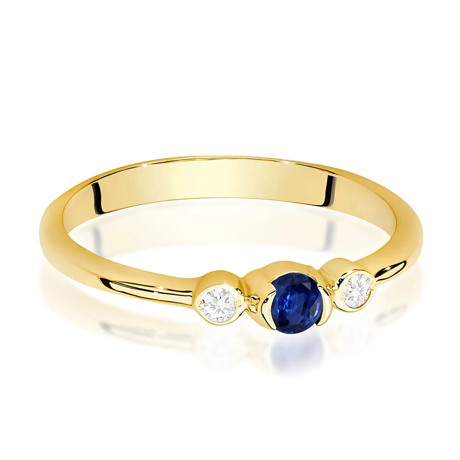 Goldring mit 0,15 ct Saphir und 0,06 ct Diamanten