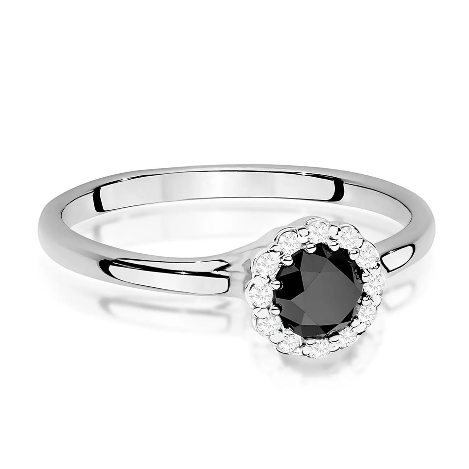 Gold Ring with 0.50ct Black diamond and 0.103ct Diamonds
