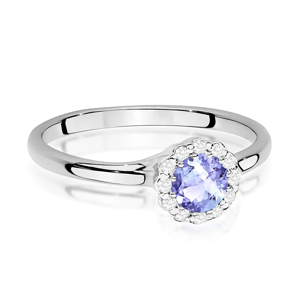 Goldring mit 0,50 ct Tansanit und 0,103 ct Diamanten