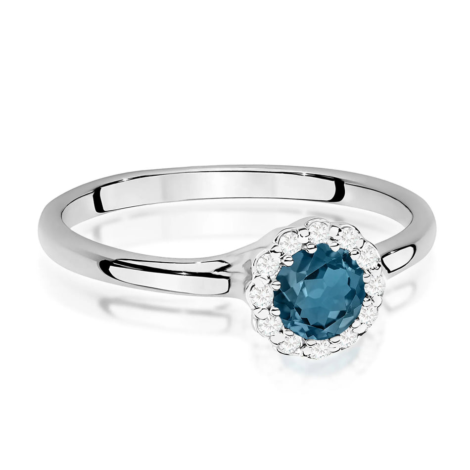 Goldring mit 0,50 ct Topas London Blue und 0,103 ct Diamanten