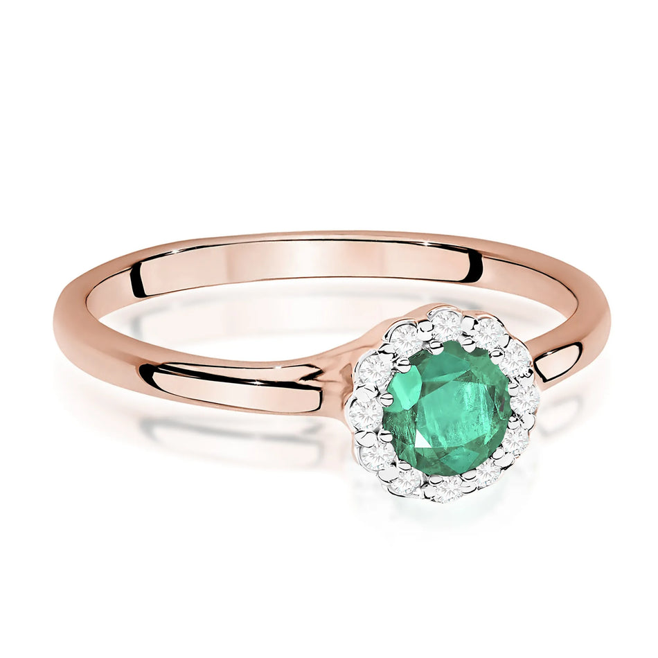 Gold Ring with 0.50ct Emerald and 0.103ct Diamonds