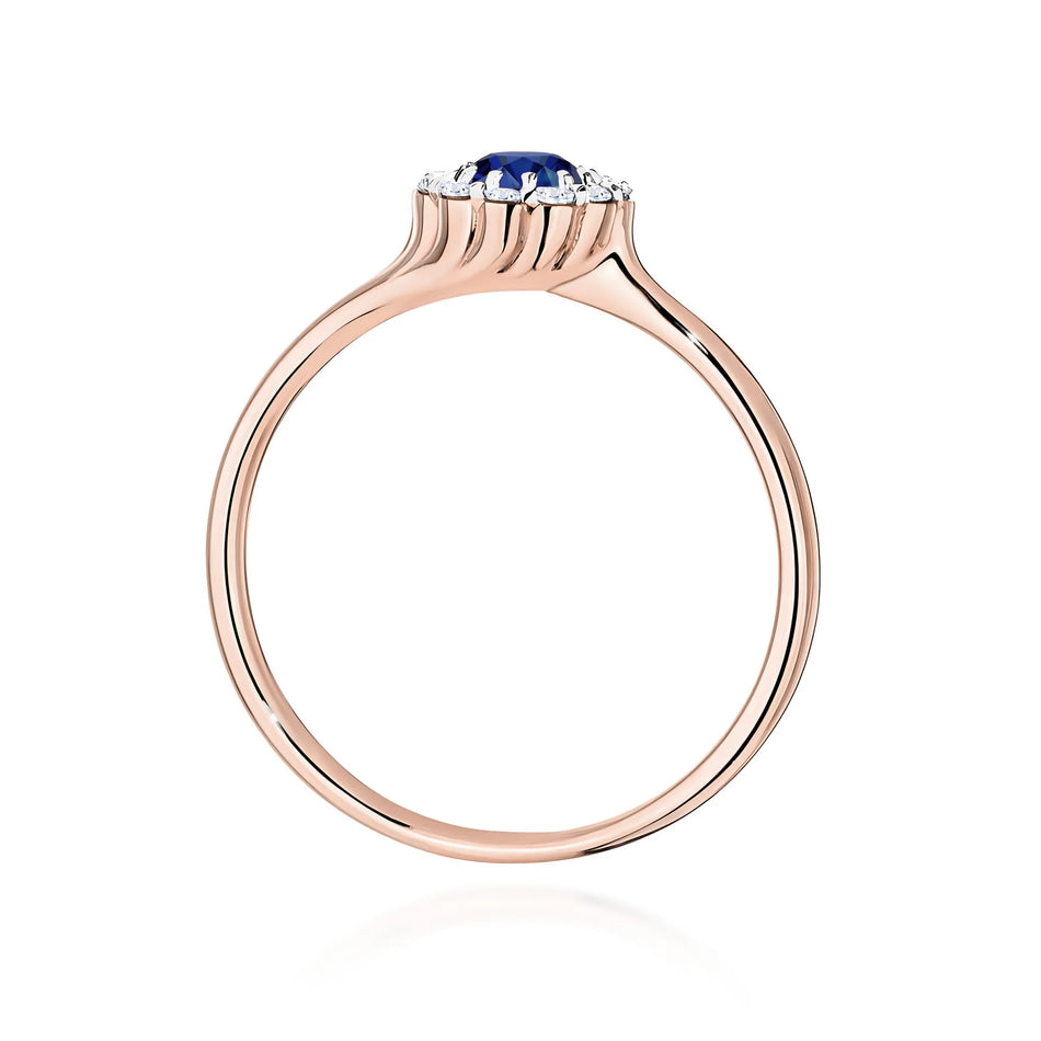 Gold Ring with 0.50ct Sapphire and 0.103ct Diamonds