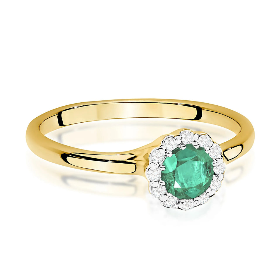 Gold Ring with 0.50ct Emerald and 0.103ct Diamonds