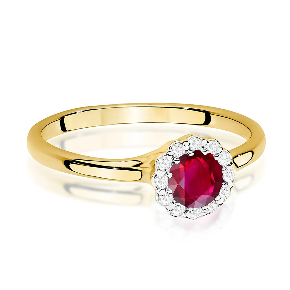 Gold Ring with 0.60ct Ruby and 0.103ct Diamonds