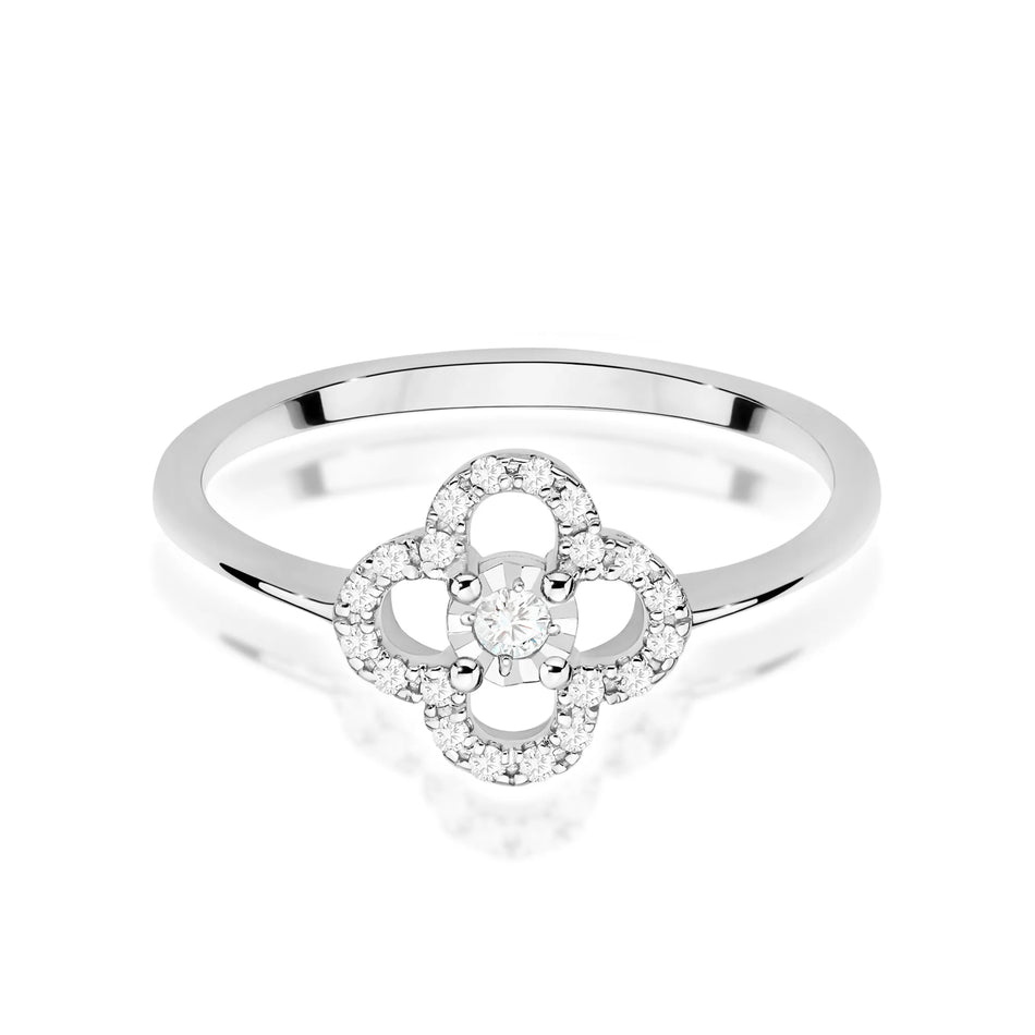 Goldring mit 0,03 ct und 0,10 ct Diamanten