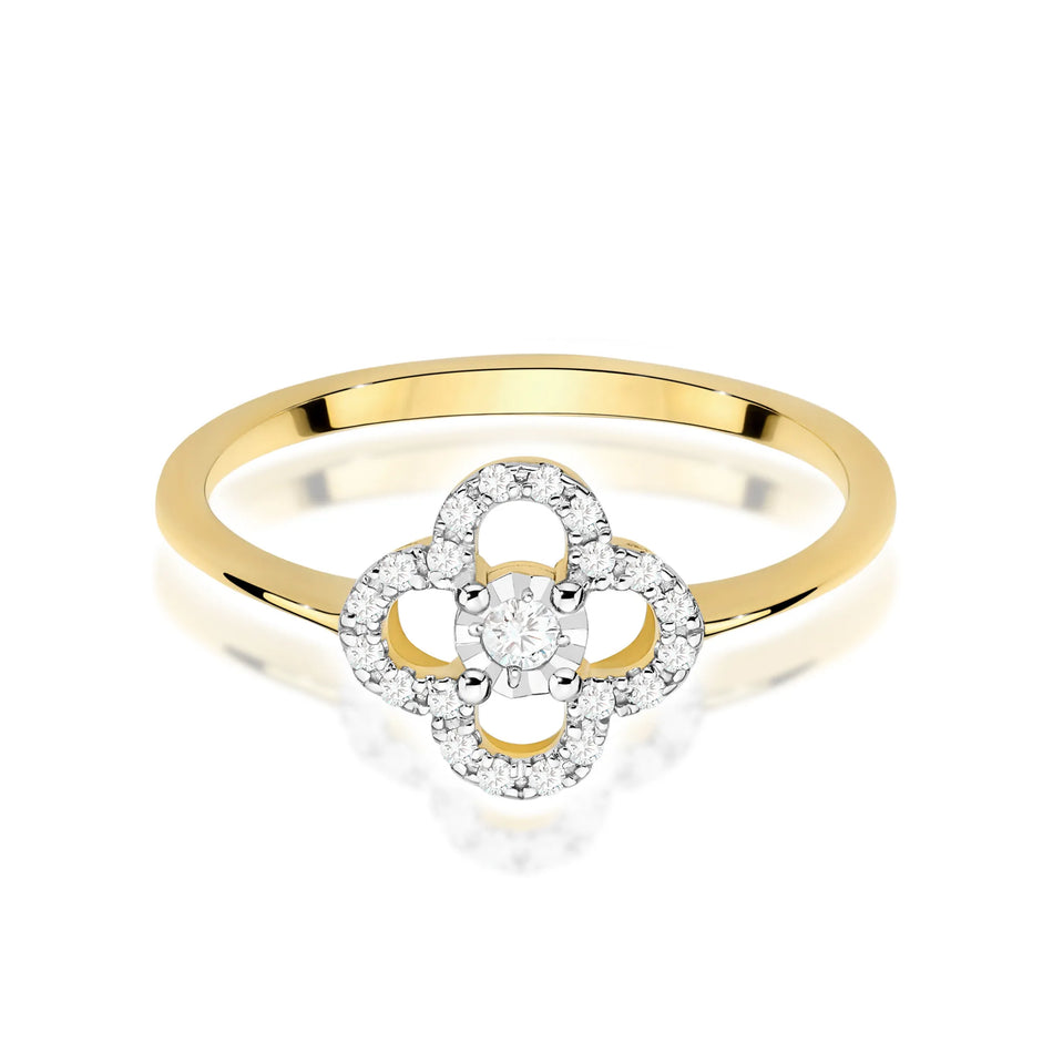 Goldring mit 0,03 ct und 0,10 ct Diamanten