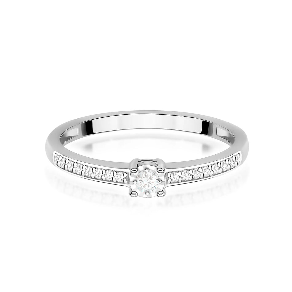 Goldring mit 0,03 ct und 0,08 ct Diamanten
