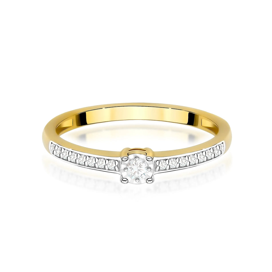 Goldring mit 0,03 ct und 0,08 ct Diamanten