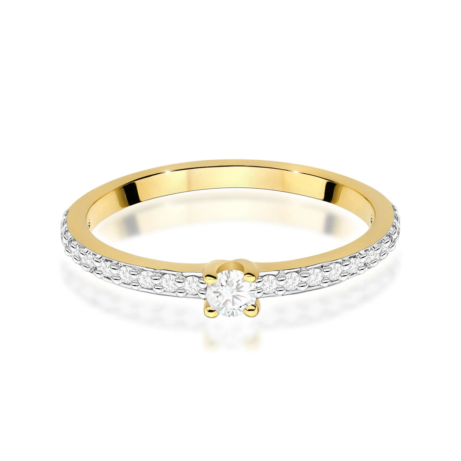 Goldring mit 0,08 ct und 0,11 ct Diamanten