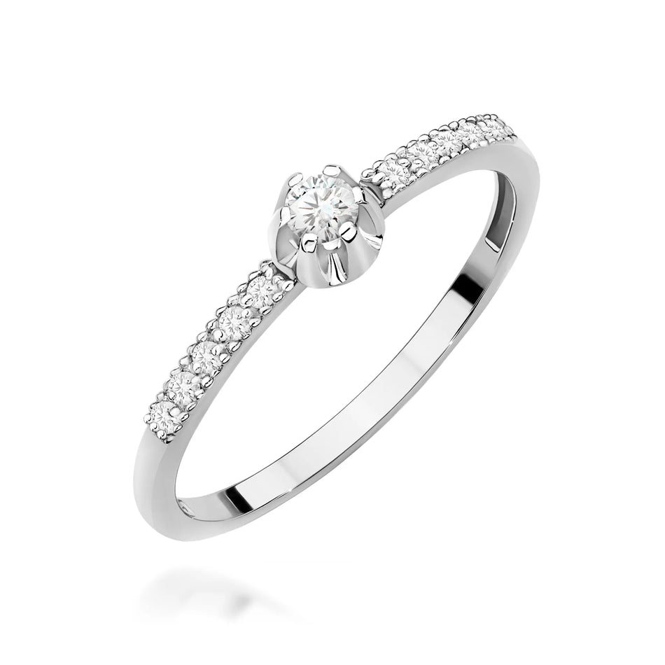Goldring mit 0,08 ct und 0,09 ct Diamanten