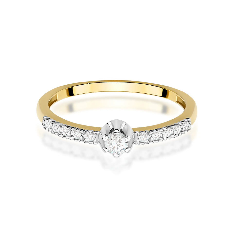 Goldring mit 0,08 ct und 0,09 ct Diamanten