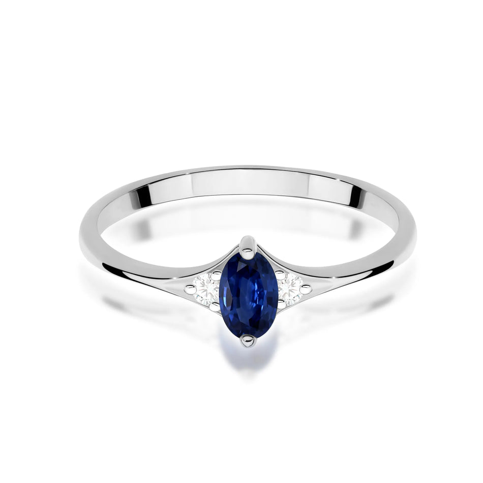 Goldring mit 0,30 ct Saphir und 0,04 ct Diamanten