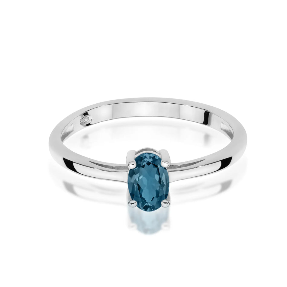 Goldring mit 0,50 ct Topas London Blue