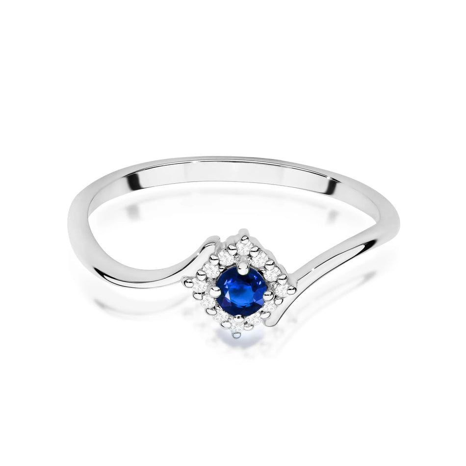 Gold Ring with 0.15ct Sapphire and 0.06ct Diamonds