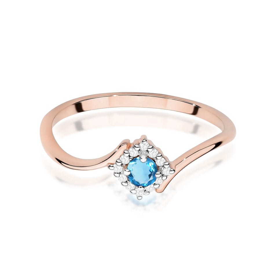 Gold Ring with 0.15ct Topaz and 0.06ct Diamonds