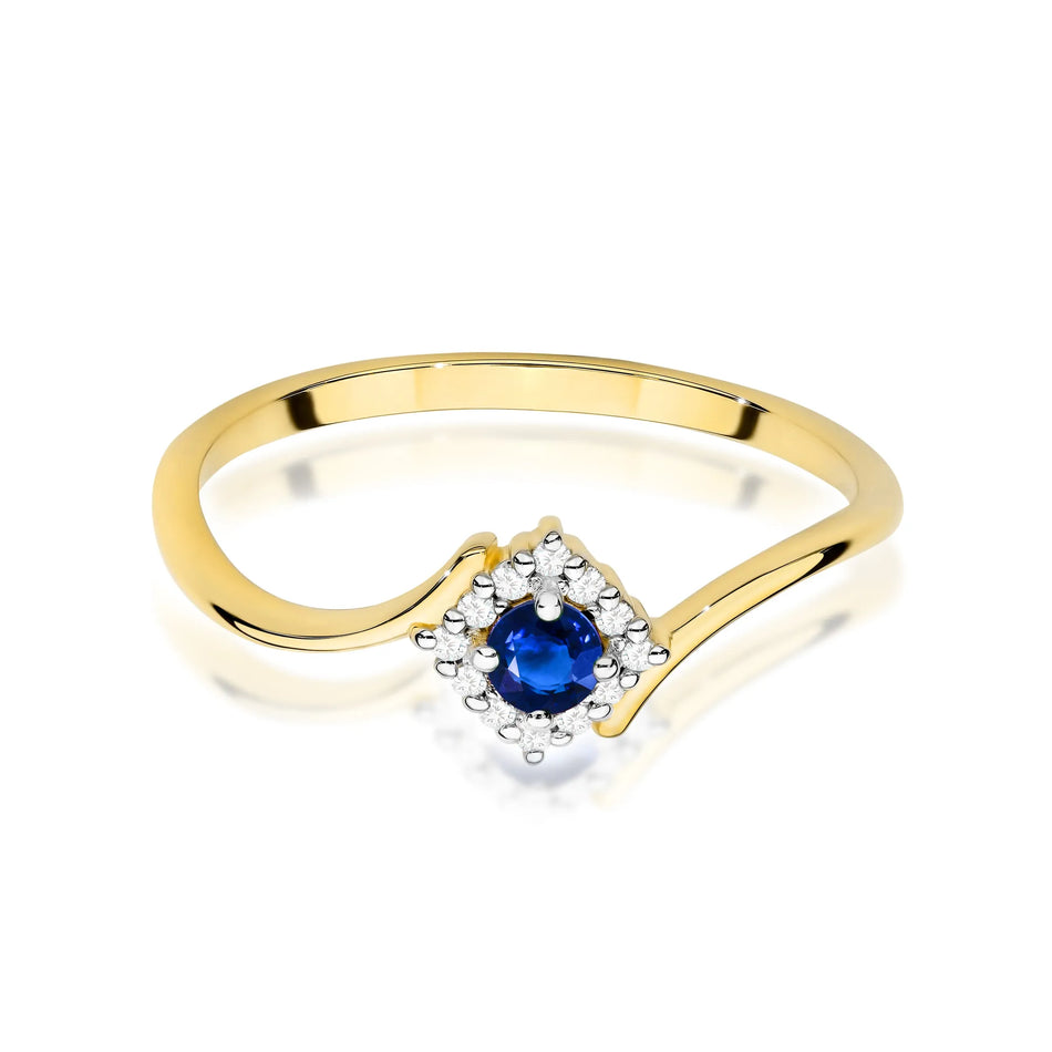 Goldring mit 0,15 ct Saphir und 0,06 ct Diamanten