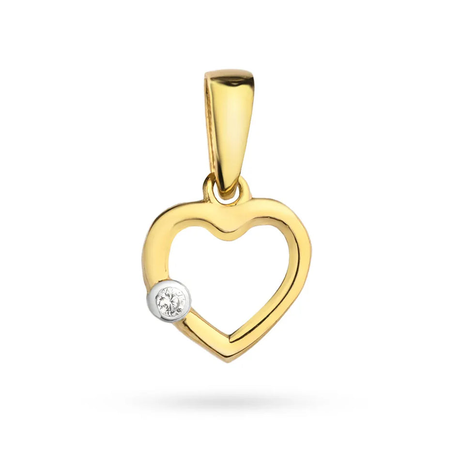 Gold Pendant with Heart and Zirconia