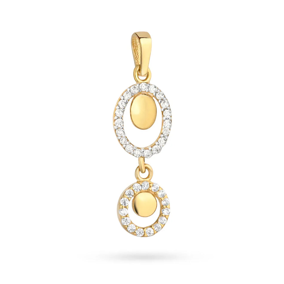 Gold Pendant with Zirconia Circle and Oval