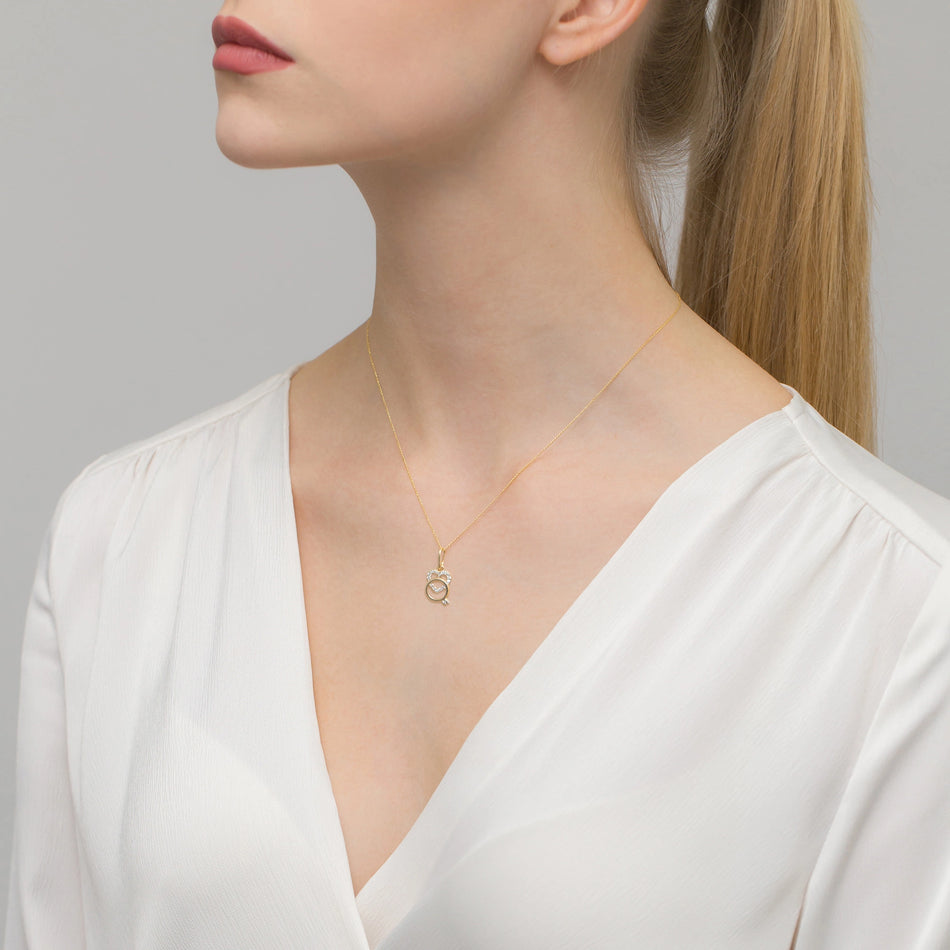 Zweifarbiger Gold Anhänger Ring und Herz Zirkonia