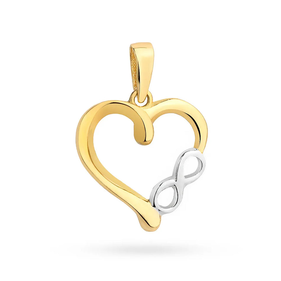 Zweifarbiger Gold Anhänger Herz und Unendlichkeit