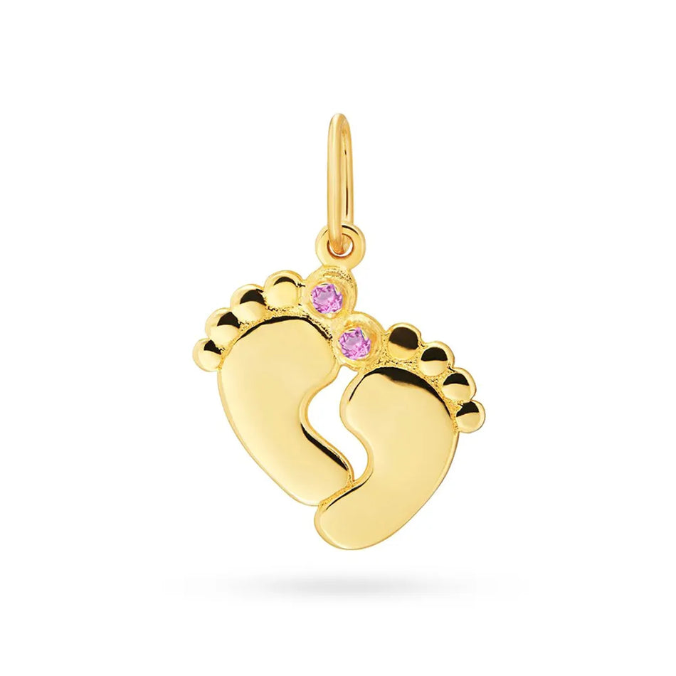 Gold Pendant with Zirconia Baby Feet