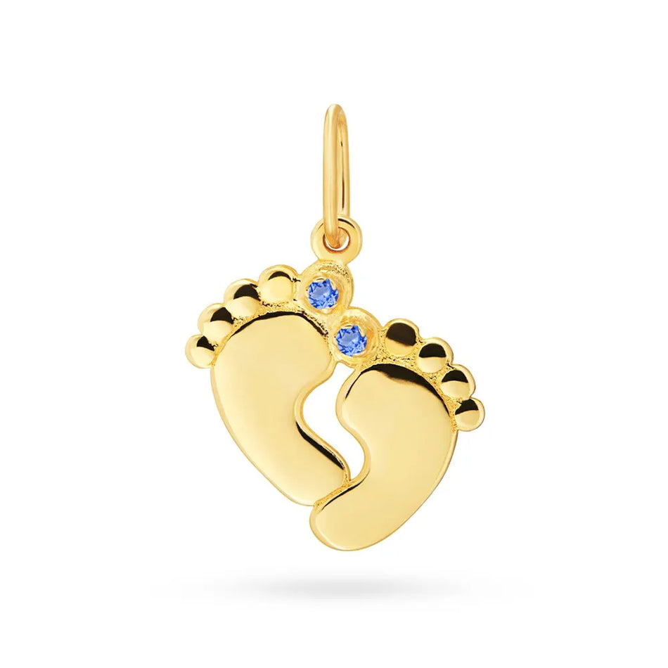 Gold Pendant with Zirconia Baby Feet