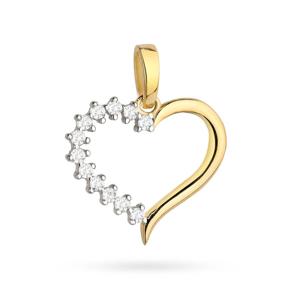 Gold Anhänger Herz mit Zirkonia Set