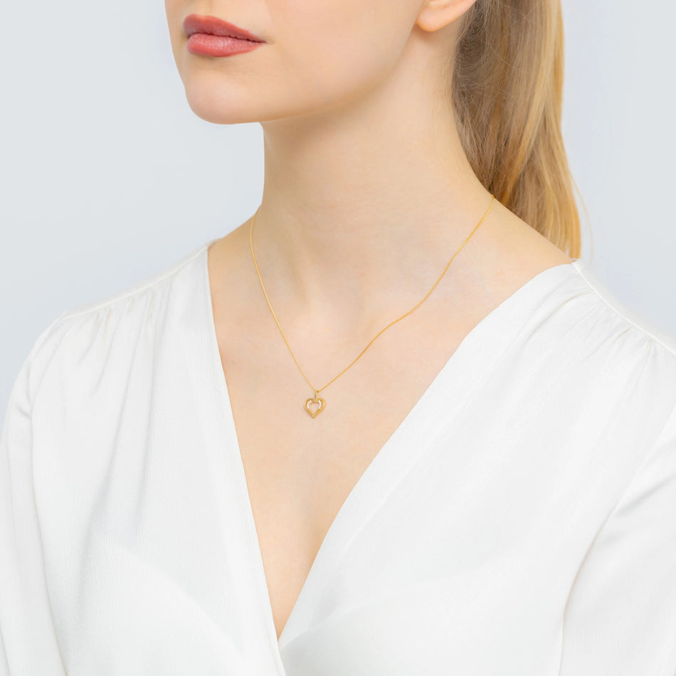 Gold Pendant Two Hearts with Zirconia