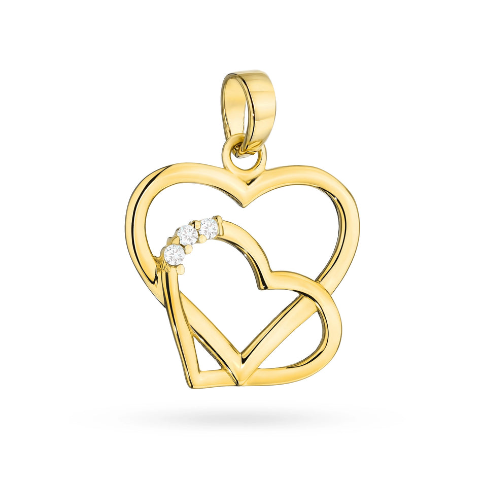 Gold Pendant Hearts with Zirconia