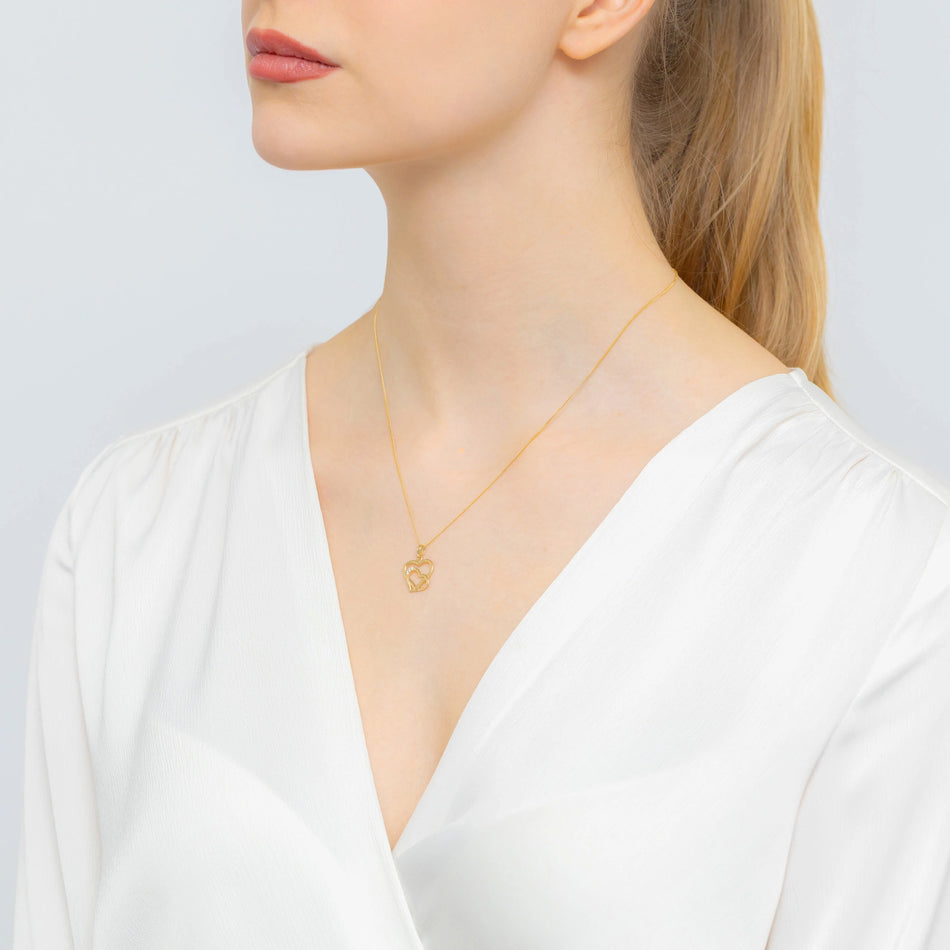 Gold Pendant Hearts with Zirconia