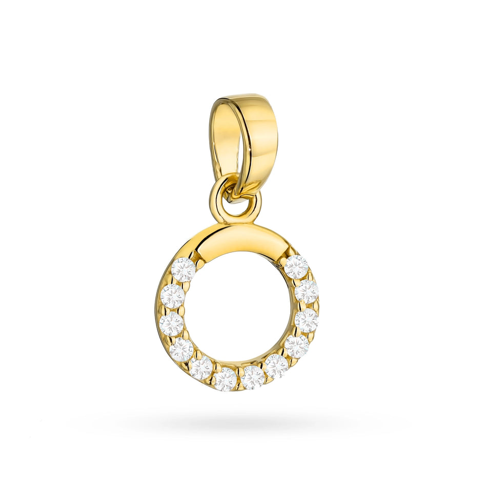 Gold Pendant Ring Decorated with Zirconia