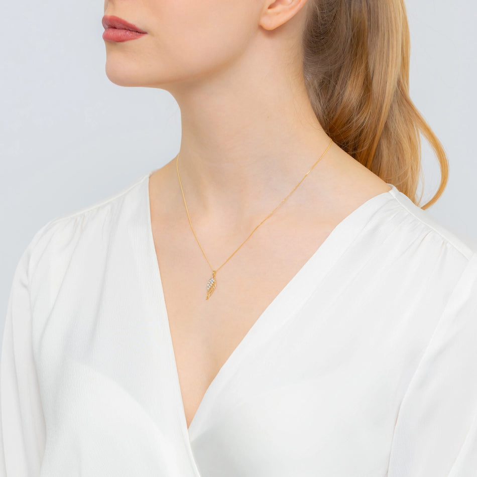 Zweifarbiger Goldflügel Anhänger mit Zirkonia