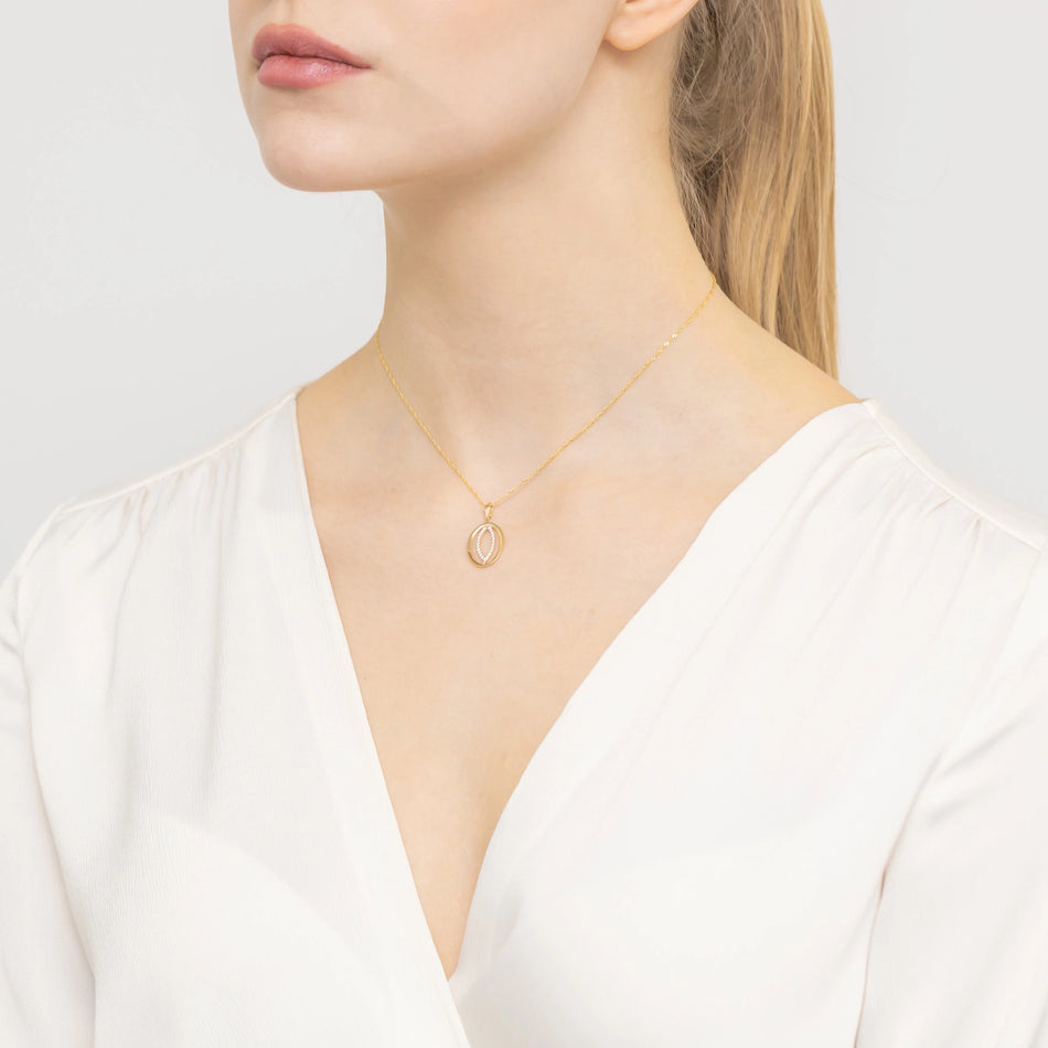 Gold Pendant Teardrop with Zirconia