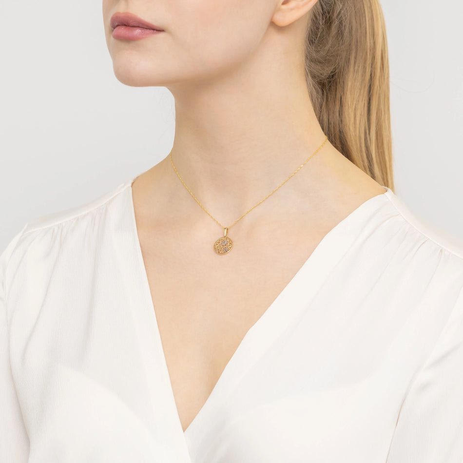 Zweifarbiger Goldblumen Anhänger