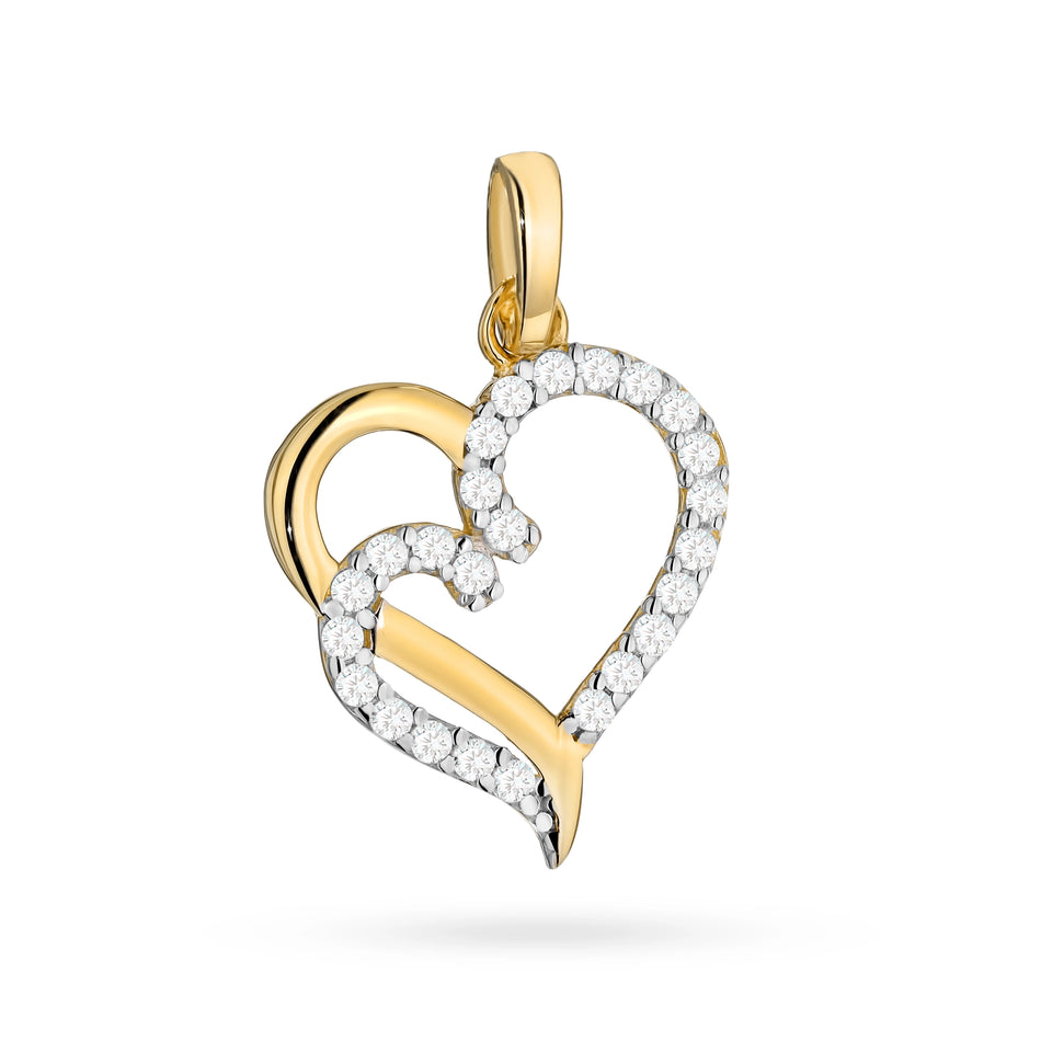 Gold Pendant Hearts with Zirconia