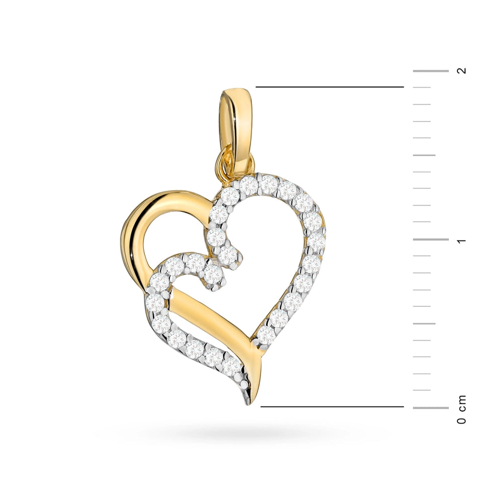Gold Pendant Hearts with Zirconia