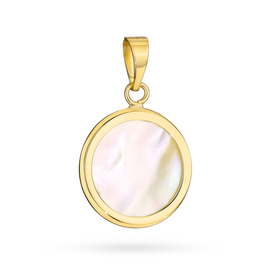 Gold Pendant Circle with Mother-of-Pearl