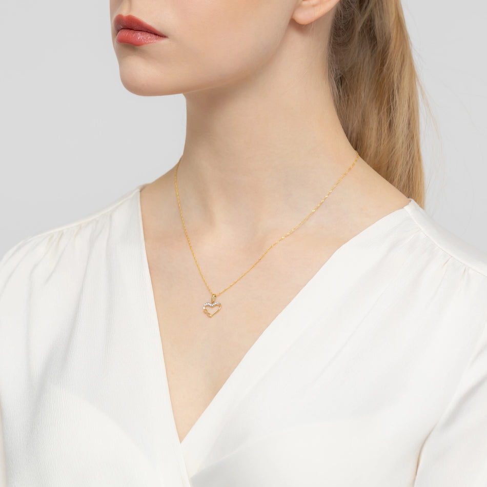 Gold Anhänger mit Zirkonia Herz Unendlichkeitssymbol