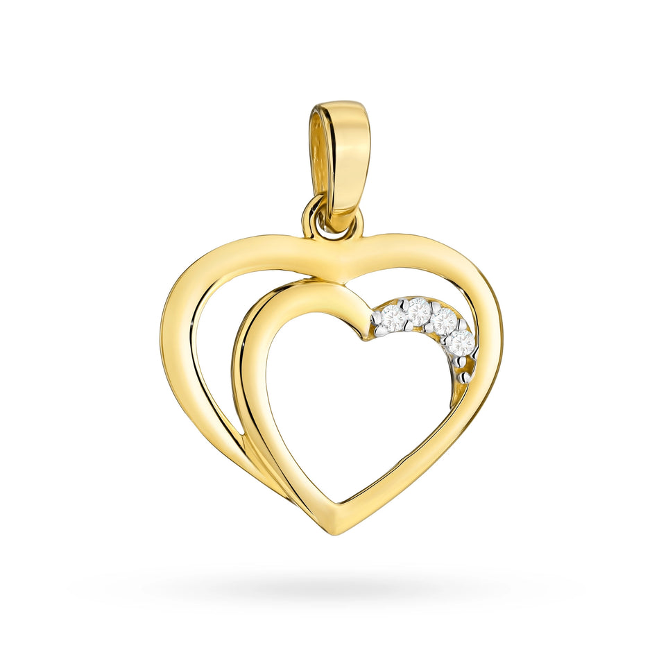 Gold Pendant Hearts Zirconia